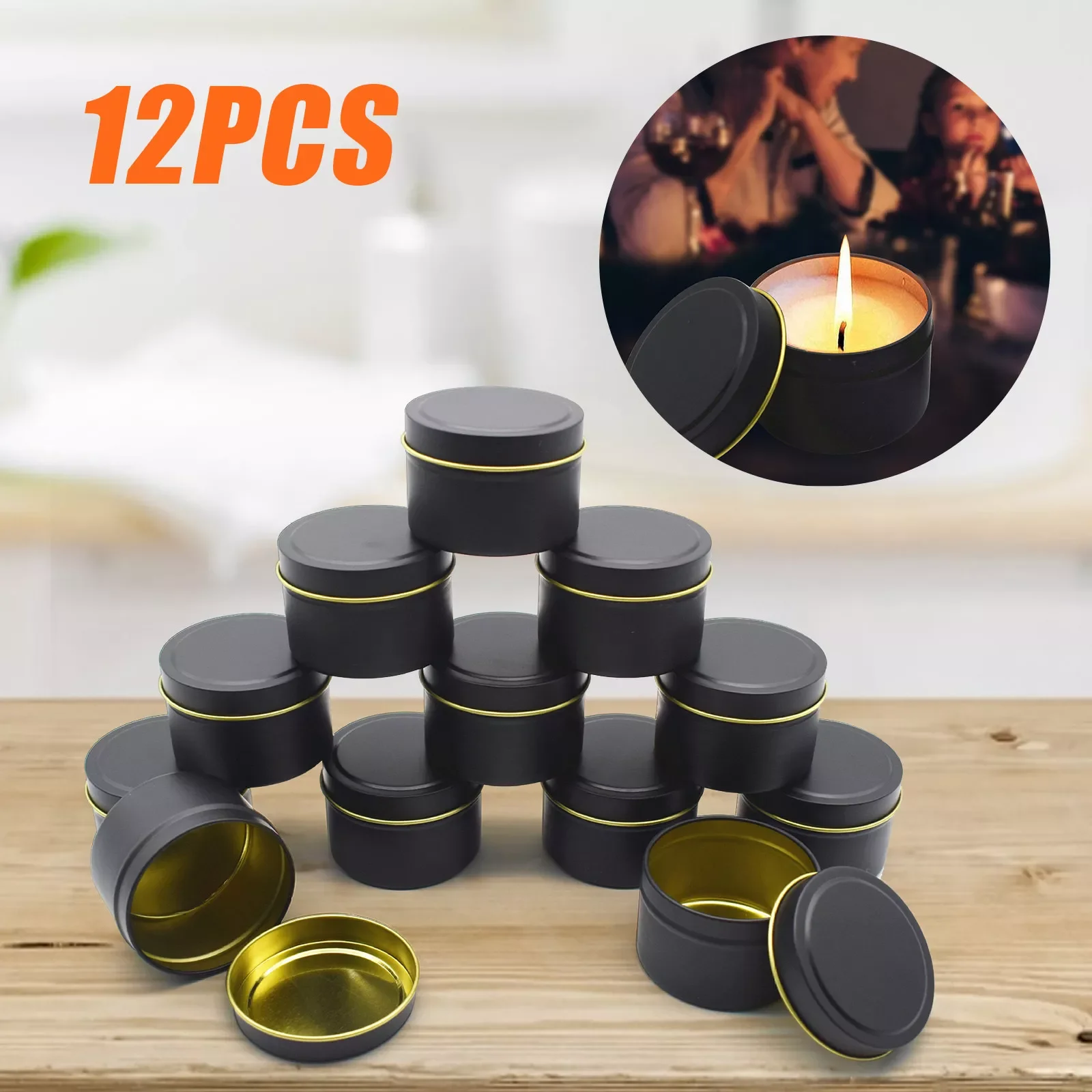

12 Pack 4 Ozs Cosmetics Container Aluminum Candle Jar 3-inch Empty Tin Metal Silver With Lids Lip Balm Pot Screw Cream Box 5