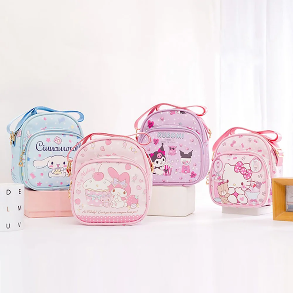 

Hellokitty Shoulder Bag Sanrio Casual Kawaii Messenger Bag Cinnamorol Cute Cartoon Leather Tote Kuromi Anime Waterproof Backpack