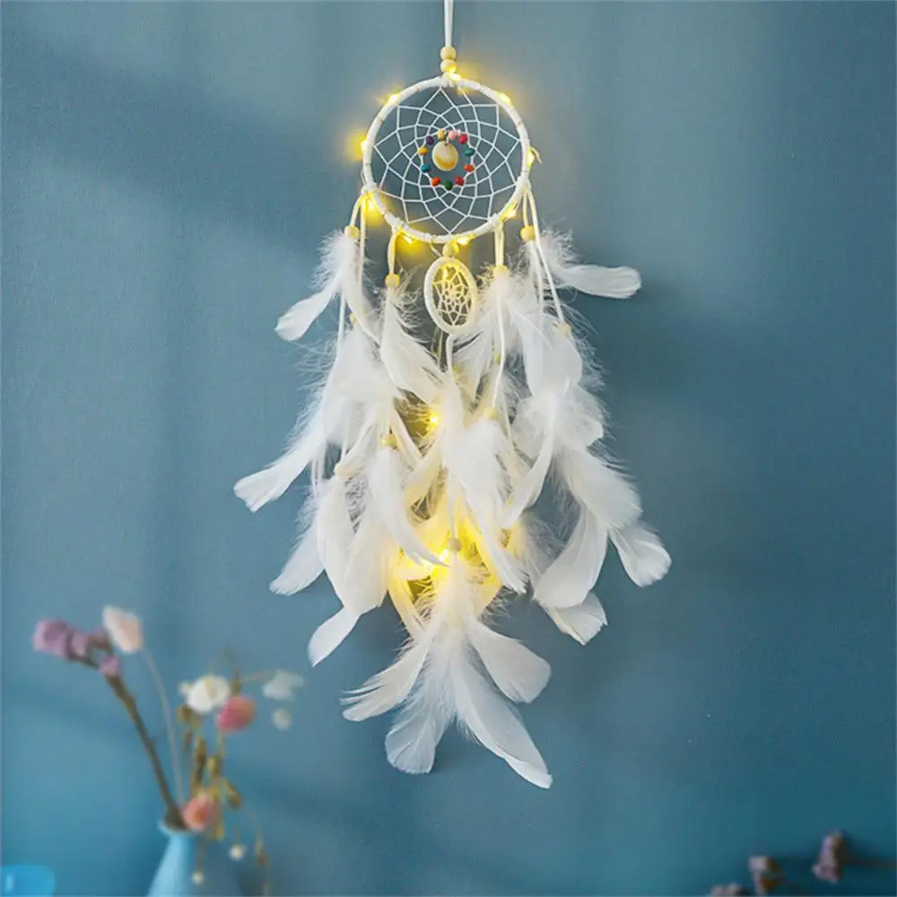 

Fantastic Dream Feather Dream Catcher Pure Hand Knitting Diy Material Handcraft Pendant Shell Great Gift Pendant
