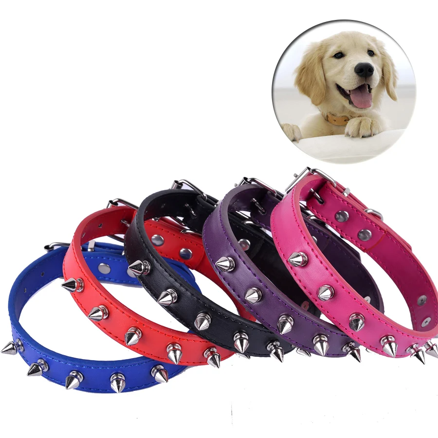 

Spikes Studded Dog Collar Adjustable Buckle Puppy Dog Accessories Pet Supplies Black Red Pink Colors Collier Chien Size S M L
