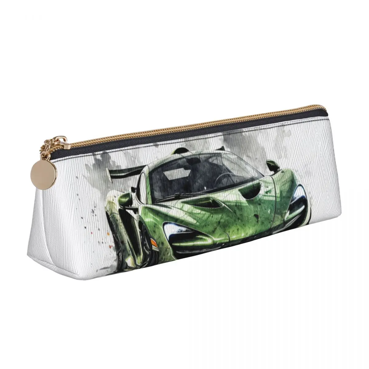 

Fantastic Sports Car Triangle Pencil Case Ink Drawing Hyper Artistic Simple Zipper Pencil Box Teens University Leather Pen Bag