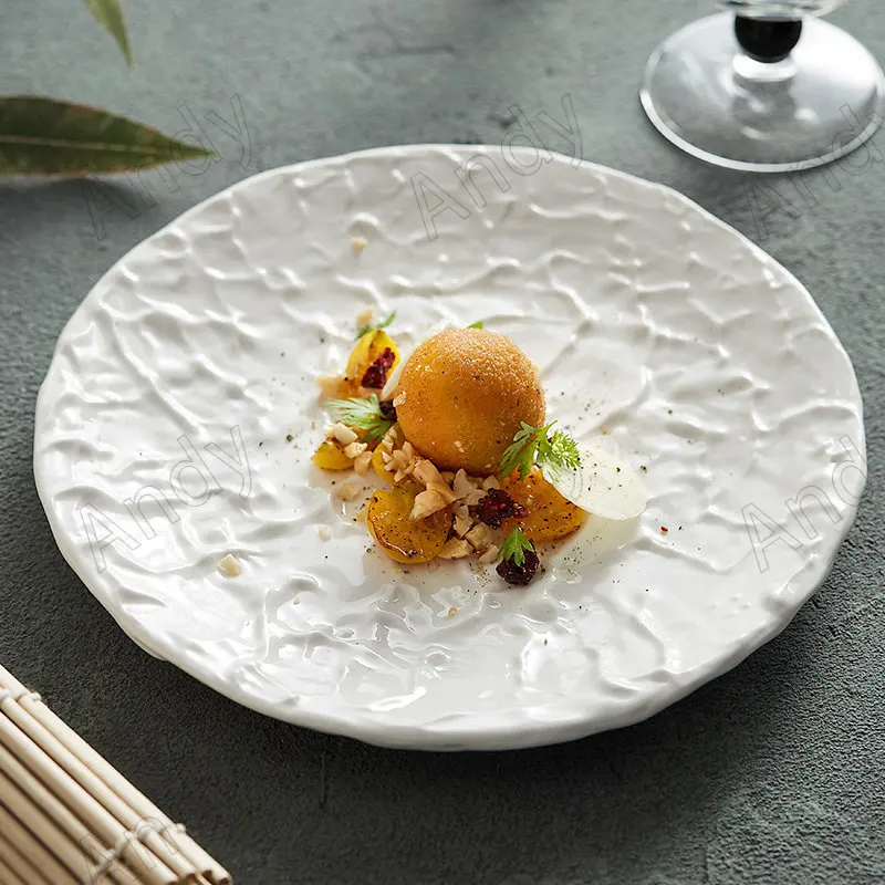 

Modern Ceramic Plate Restaurant Desktop Simplicity Western Steak Dish Creative Texture Fruit Salad Plates Kitchen Tableware