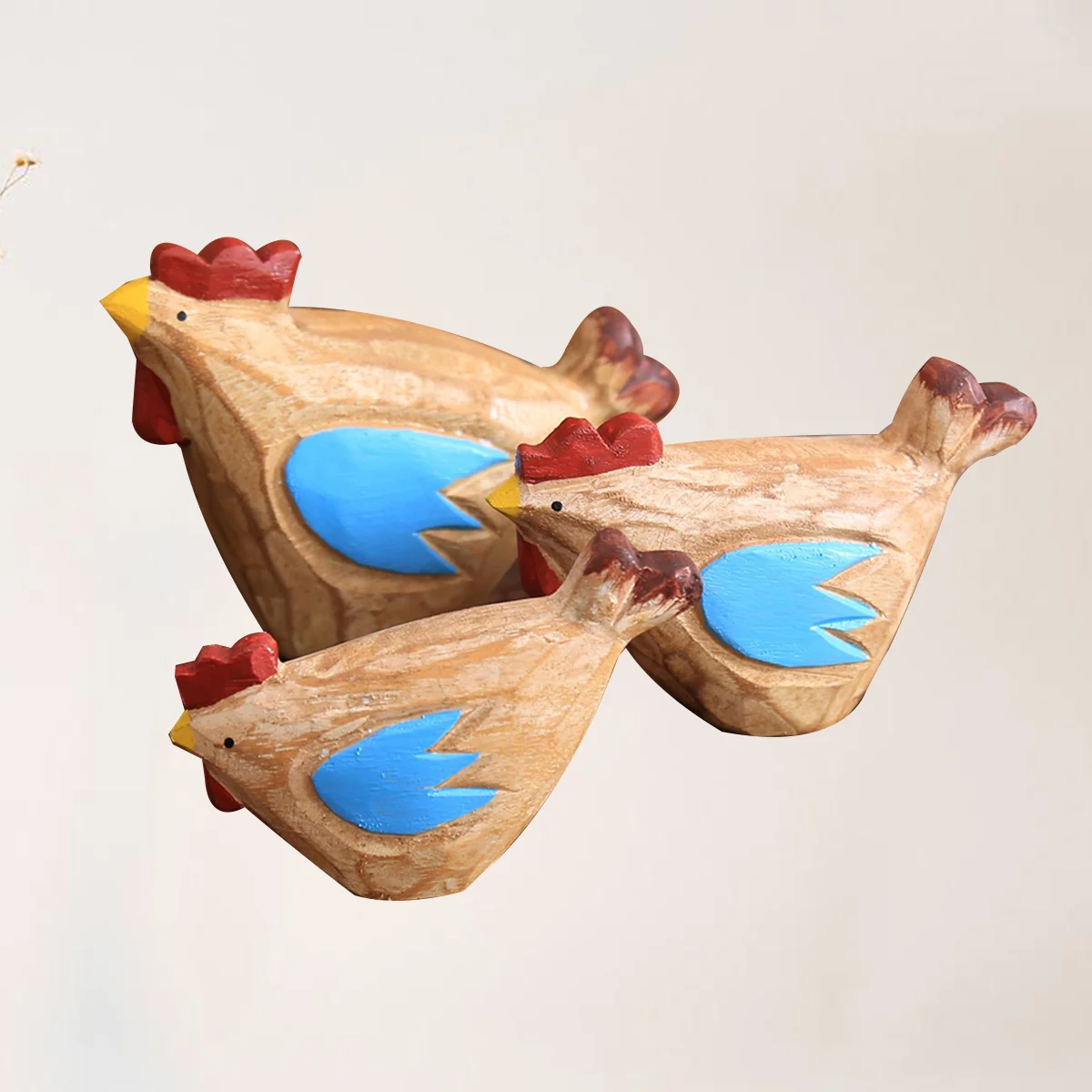 

3 Pcs Wooden Ornament Colored Chicken Crafts Desktop Ornament for Home