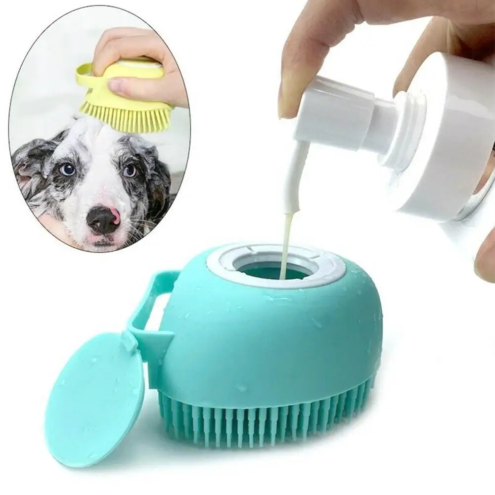 

Мягкая безопасная силиконовая щетка для ванны для собак и кошек с футляром для шампуня массажные перчатки для ванной для домашних животных ...