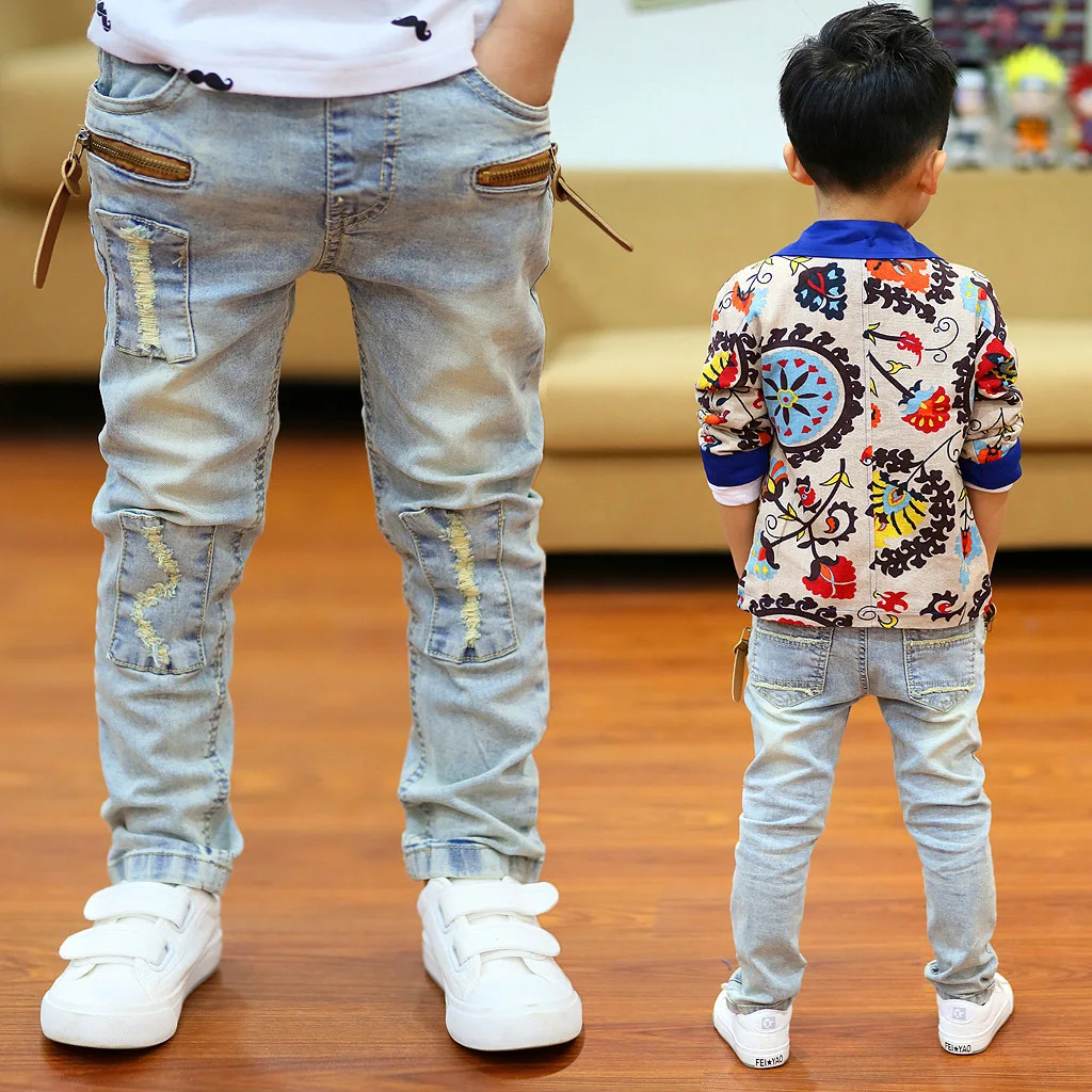 

Kids Jeans 2022 Spring Summer Boys Denim Casual Trousers Light Blue Thin Children Pants Boys Clothes 4 6 8 9 10 12 13 Years