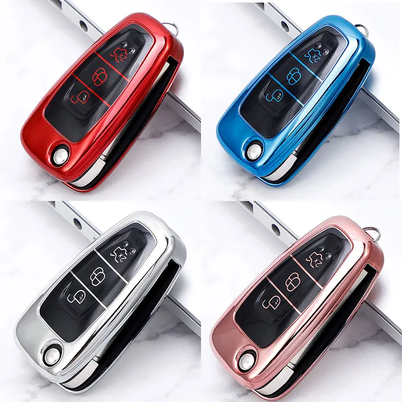 

TPU Car Flip Key Case Cover Holder Fob Shell for Ford Focus 2 3 MK3 ST RS Ecosport Kuga Escape Fiesta Fold C-Max S-Max Mondeo