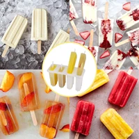 2022popsicle molds 4 cavities homemade ice cream mold reusable easy release ice pop molds 50 wooden sticks