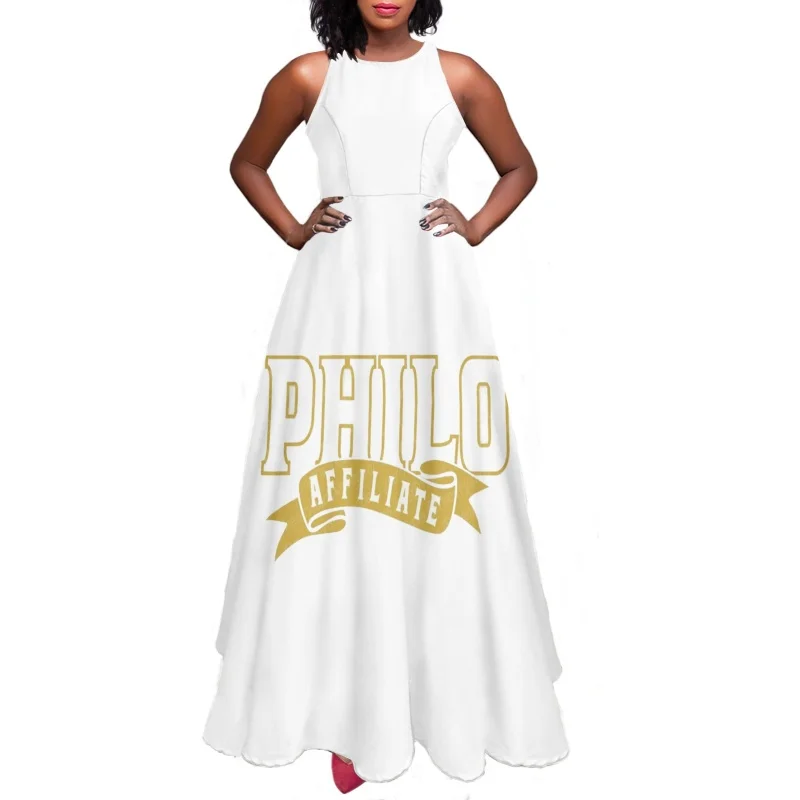 

Sigma Gamma Rho Philo Elegant Women Sling Long Dresses Temperament Ladies Slip Dress Clothing One Piece Flare Vestido Feminino
