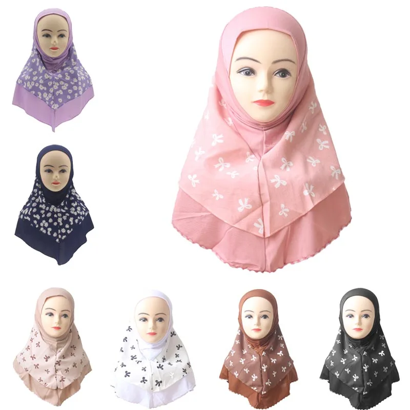 

One Piece Amira Instant Hijab Muslim Kids Girls Shawls Scarf Headscarf Caps Hats Islamic Prayer Turban Ramadan Headwrap 7-12Year