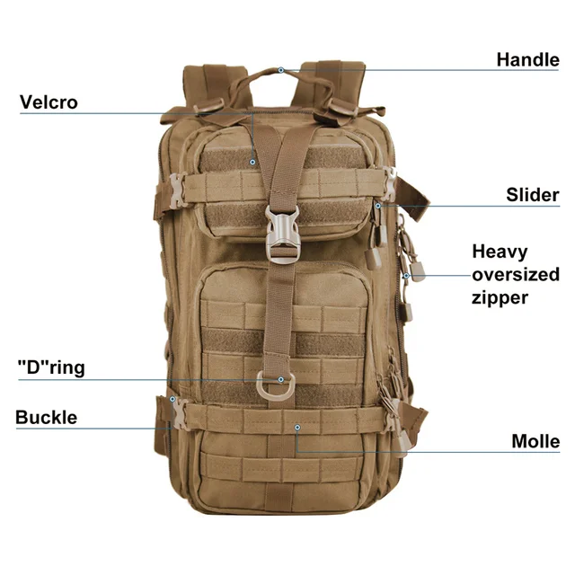 Men Army Military Tactical Backpack 1000D Polyester 30L 3P Softback Outdoor Waterproof Rucksack Hiking Camping Hunting Bags 2
