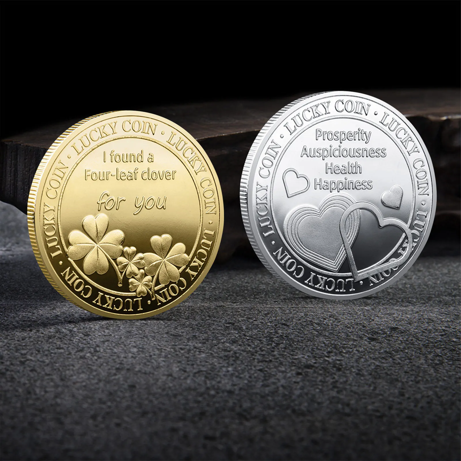 

Lucky Love Coin Lucky Four-leaf Clover Coin I Love You Commemorative Coin Merry Christmas Collectible Art Commemorative Coin