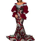 Bintarealwax сексуальное вечернее платье с пышными рукавами элегантное платье с Африканским восковым принтом винтажные платья для женщин без бретелек платье в пол WY8799