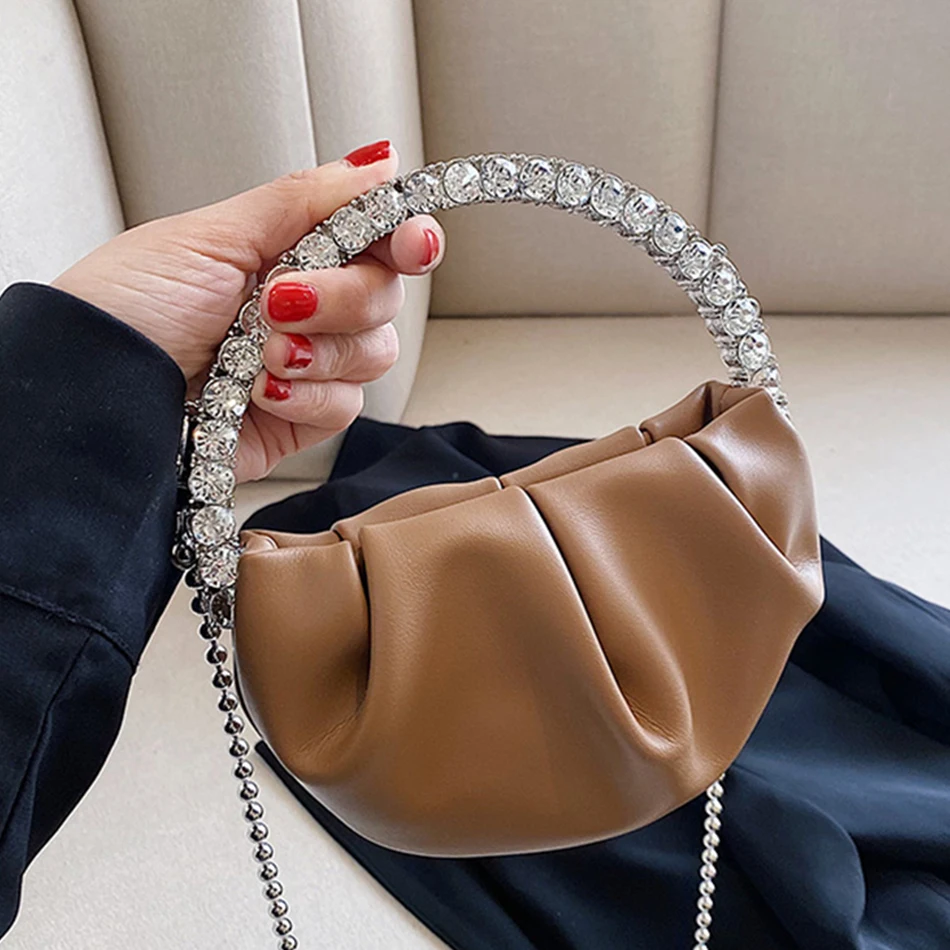 

Однотонная плиссированная Сумка-тоут, модная новинка 2022, Высококачественная мягкая кожаная женская дизайнерская сумка, дорожные сумки чер...