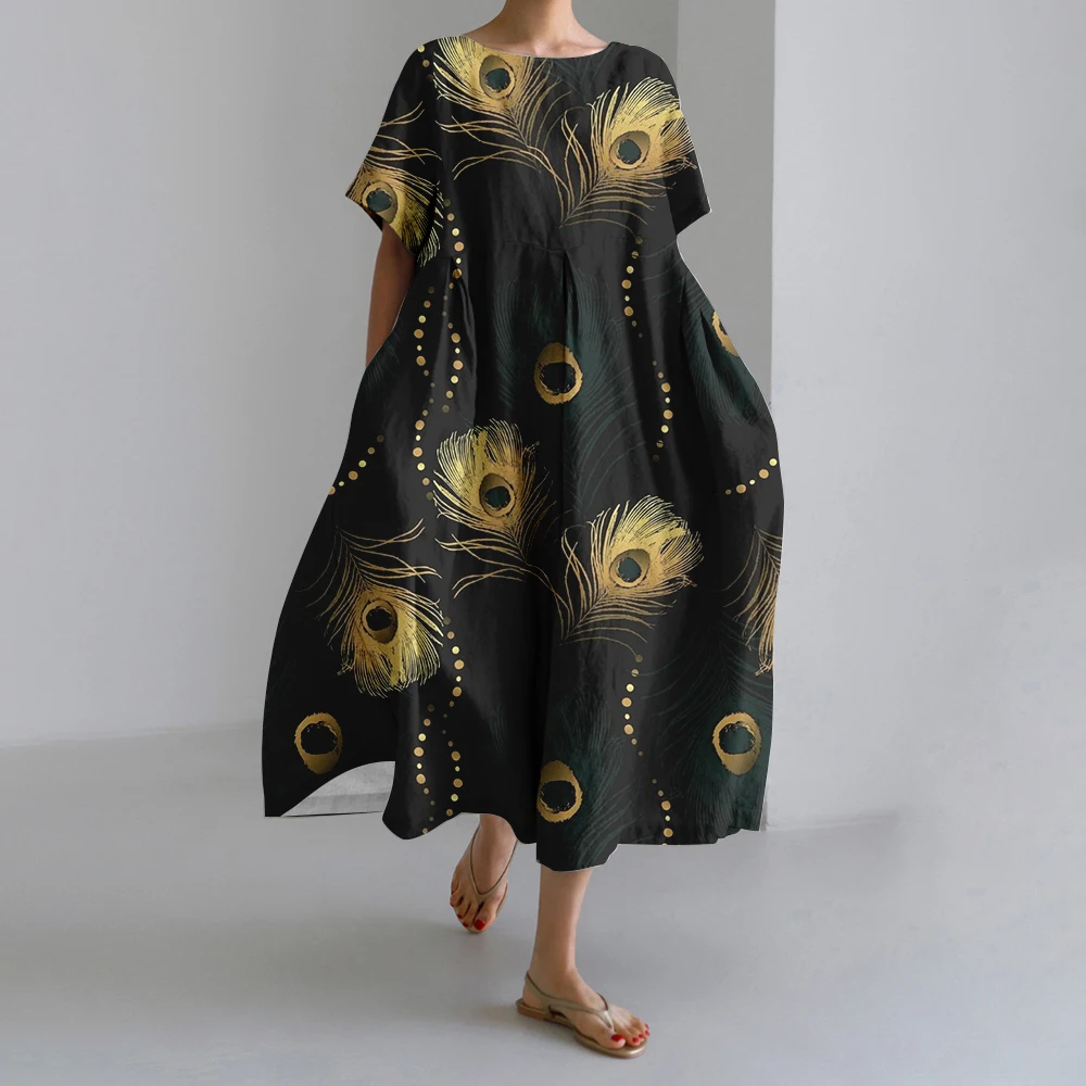 Элегантное женское богемное длинное платье модные платья с принтом павлиньих