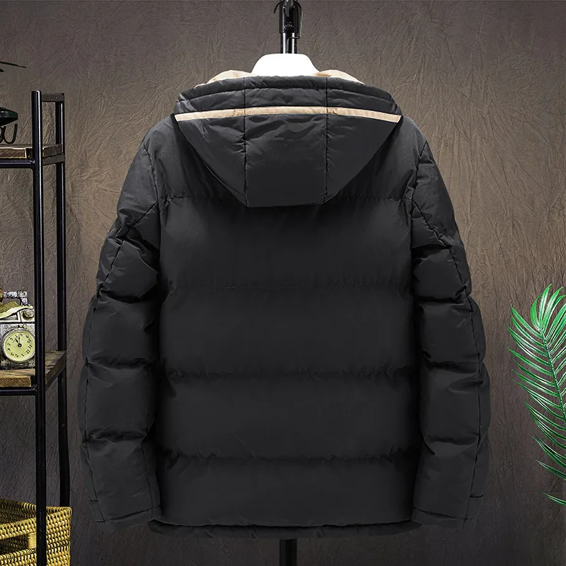 Winter Thicken Warm Padded Parka Men Patchwork Vintage Mural Print Down Jacket Streetwear Harajuku Oversized Coat  Men's Outwear