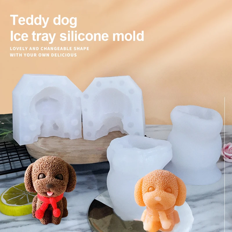 

Cute Teddy Dog Ice Cube Mold Silicone Cake Ice Cube Maker Chocolate Cake Mould Dough Mold For Coffee Milk Tea Whiskey Ice Mold