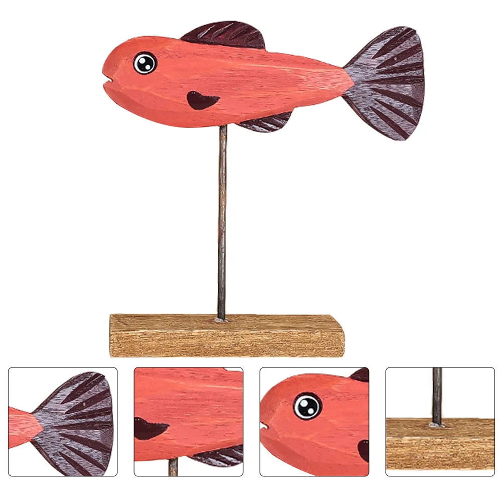 

Fish Decor Wooden Nautical Decoration Wood Sculpture Table Ornament Christmas Homestand Statue Desktop Tabletopsculptures