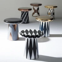 modern minimalist electroplating mushroom corners designer combination coffee table model room round pier side table small table