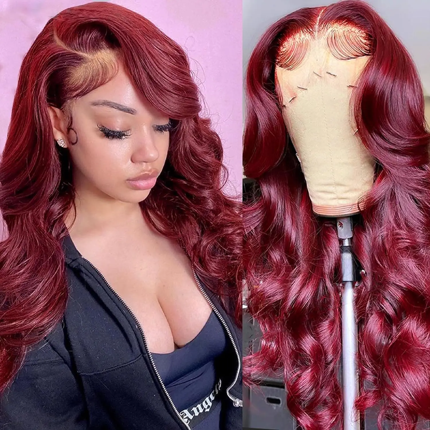 

99J Burgundy Body Wave Lace Front Human Hair Wigs 13x4 HD Lace Wig Pre Plucked 13x6 HD Lace Frontal Wig Glueless for Women