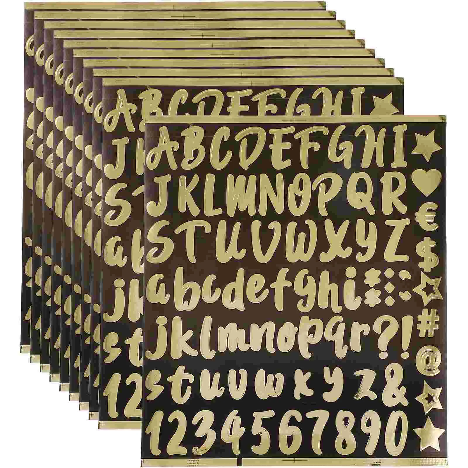 

10 Sheets Alphanumeric Kit Reflective Mailbox Numbers Stickers Outdoor Mirror Self-Adhesive Decals Signs