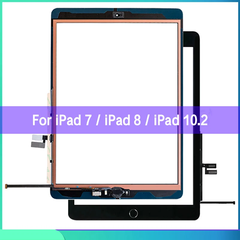 

Панель сенсорного экрана для iPad 7 10,2 2019 A2197 A2198 iPad 8 2020 A2428 A2429 A2430, дигитайзер, сенсорное стекло, сенсорный экран с кнопкой