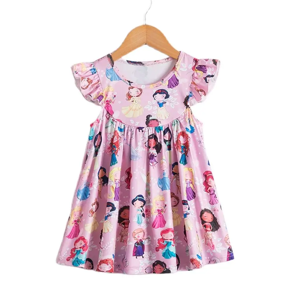 Floral Girls Anna Elsa Kids Princess Summer Cute Dress Letter Dresses Birthday Gown Party Clothes Vestidos 2-9T
