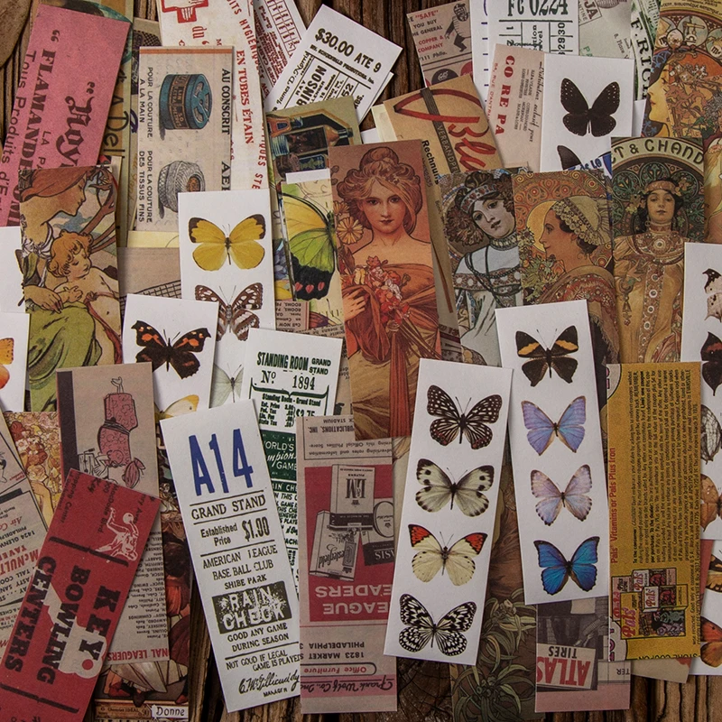 

50pcs/pack Vintage Stickers Journaling Scrapbooking Kawaii Korean Stationery Adhesive Washi Paper Stickers for Photo Albums Card