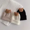 Korean Cartoon Bear Baby Hat Soft Cute Solid Color Newborn Beanie Cap Autumn Winter Infant Toddler Girls Boys Knitted Cap 아기모자 1
