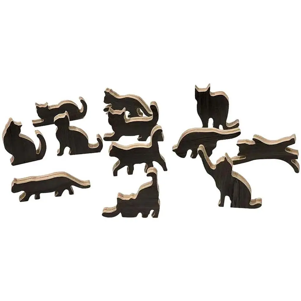 

Wood Stacking Game Waterproof Portable Cat Pile Set Ornament Statue