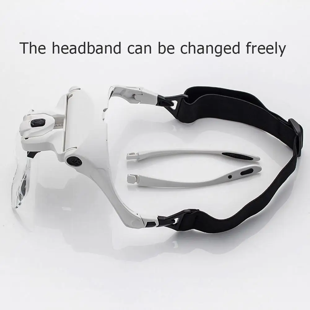 

Adjustable 5 Lens Loupe 2 LED Light Headband Magnifier Magnifying Glass