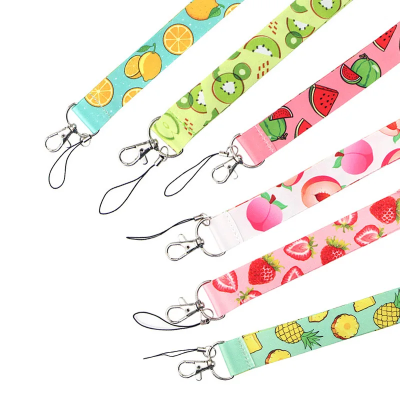 

1pc Fruit Pattern Lanyard for Cellphone Strap Pineapple Strawberry ID Badge Holder Fashion Gifts