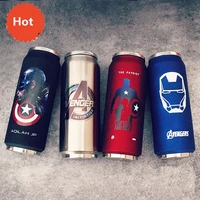 creative stainless steel super hero avenger thermos cans portable unisex students personality trendy straw cup