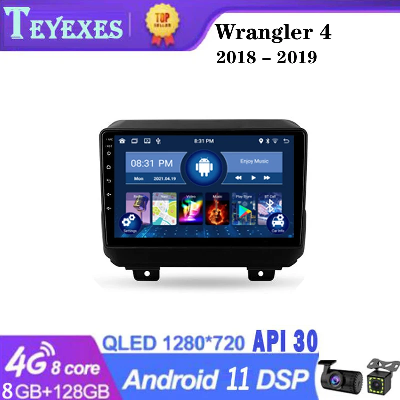 

TEYEXES Carradio For Jeep Wrangler 4 JL 2018 - 2019 Car Radio Stereo Multimedia Video Player Navigation GPS Android 2 Din 2din