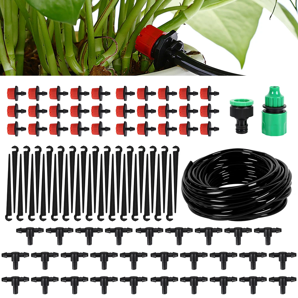 

NewDrip Irrigation Kit 25m Adjustable Garden Watering System with Drip Emitters Tubing and Drip Connectors Kit Automatic