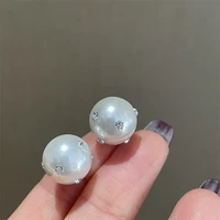 s925 silver needle post crystal decorated simulated pearl ball stud earrings for women fashion pendientes mujer brincos
