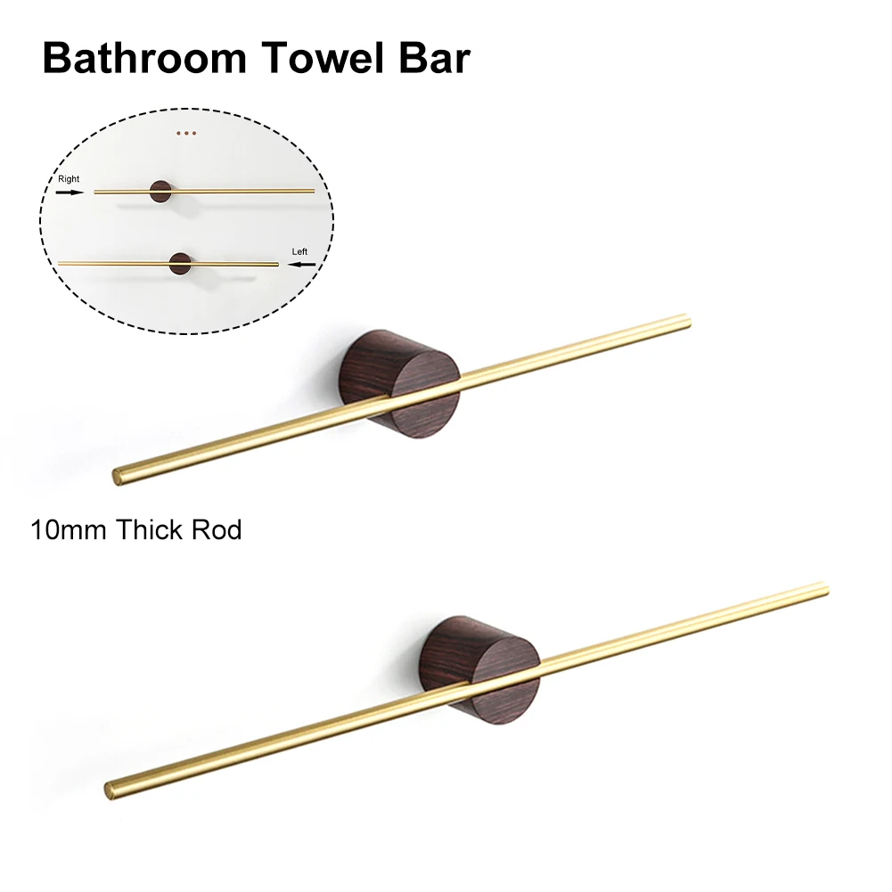 

Bathroom Towel Bar Adjustable Bath Towel Rack Holder Aluminum Alloy with Wooden Base Wall Mount Towel Hanger Bathroom Accessorie