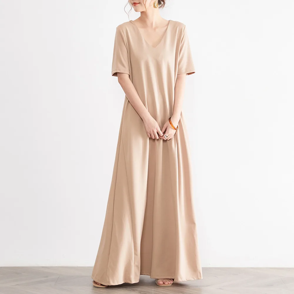 

Платье женское длинное ТРАПЕЦИЕВИДНОЕ с V-образным вырезом и V-образным вырезом