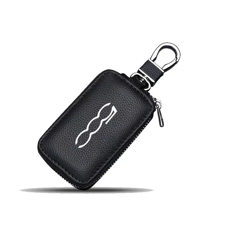 

Leather Car Key Case Keys Full Cover Protection Shell Bag for Fiat Abarth 595 500 124 Car Accessories