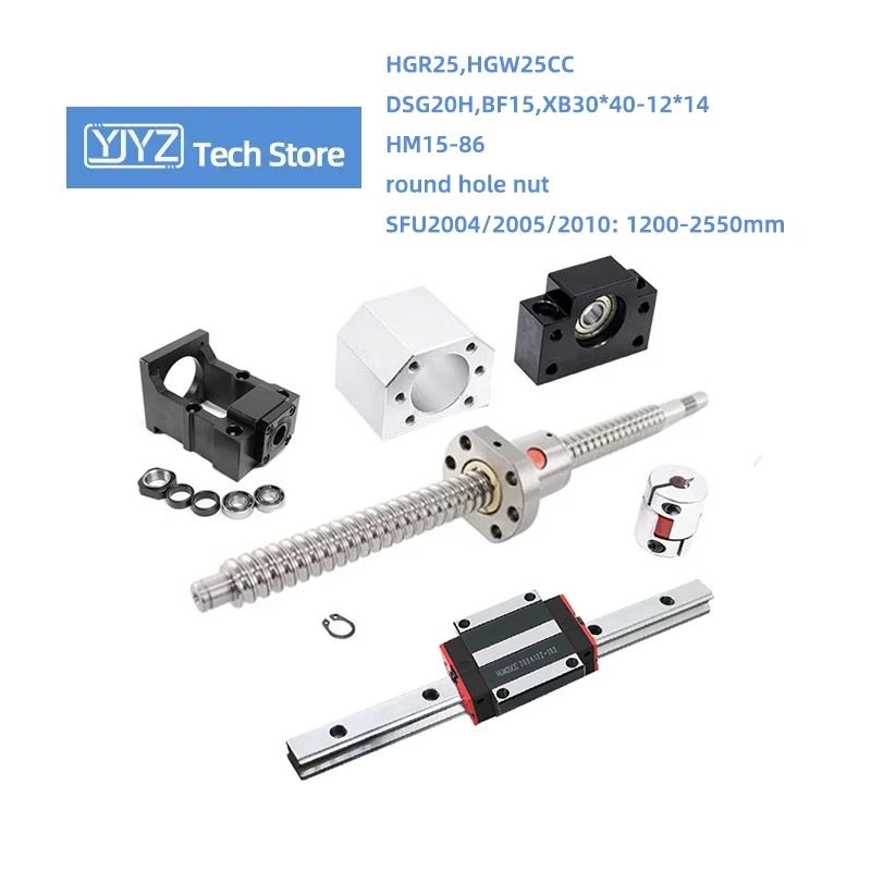 

HGR25 рельсовый HGW25CC блок SFU2004 Длина 1200-2550 мм круглая гайка с отверстием искусственный алюминий C7/C5 BF15 DSG20H муфта 30*40-12*14 м