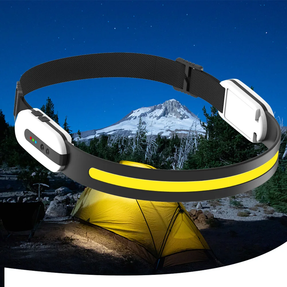 

Умный Головной фонарь с датчиком волны, лампа с COB матрицей, USB-зарядка, Bluetooth, совместима с кемпингом, ночным велосипедом