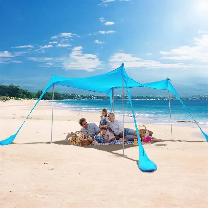 

Family Beach Awning Sun Shade 2.1Mx2M/3Mx3M Ultralight Sun Shade Tent With Sandbag UPF50+ UV Portable Beach Canopy
