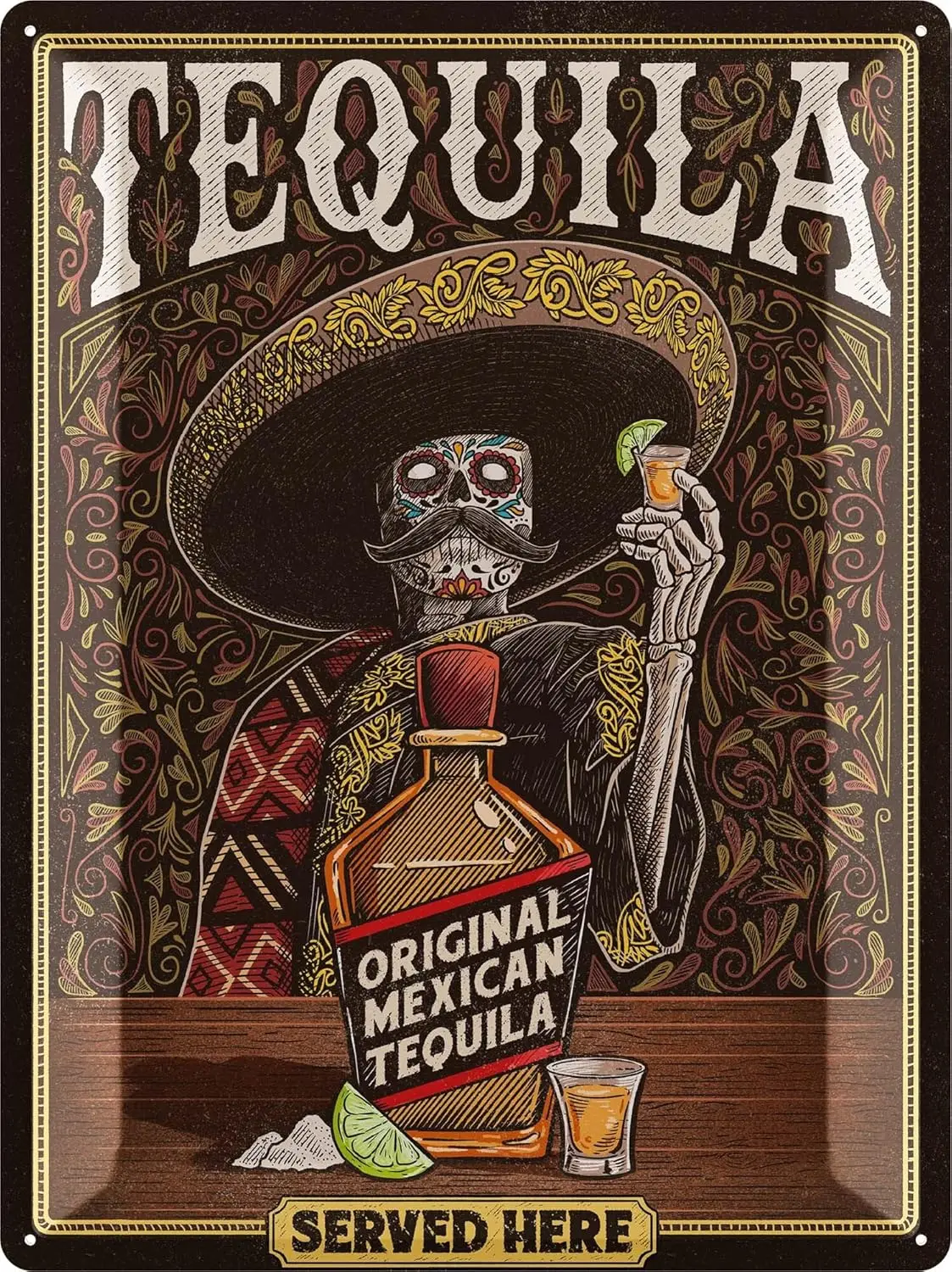 XXL Vntge Tn Sgn TEQUL Wll rt Retro Sgns для Br Metl L Cntn Letrero de Decor For Home W