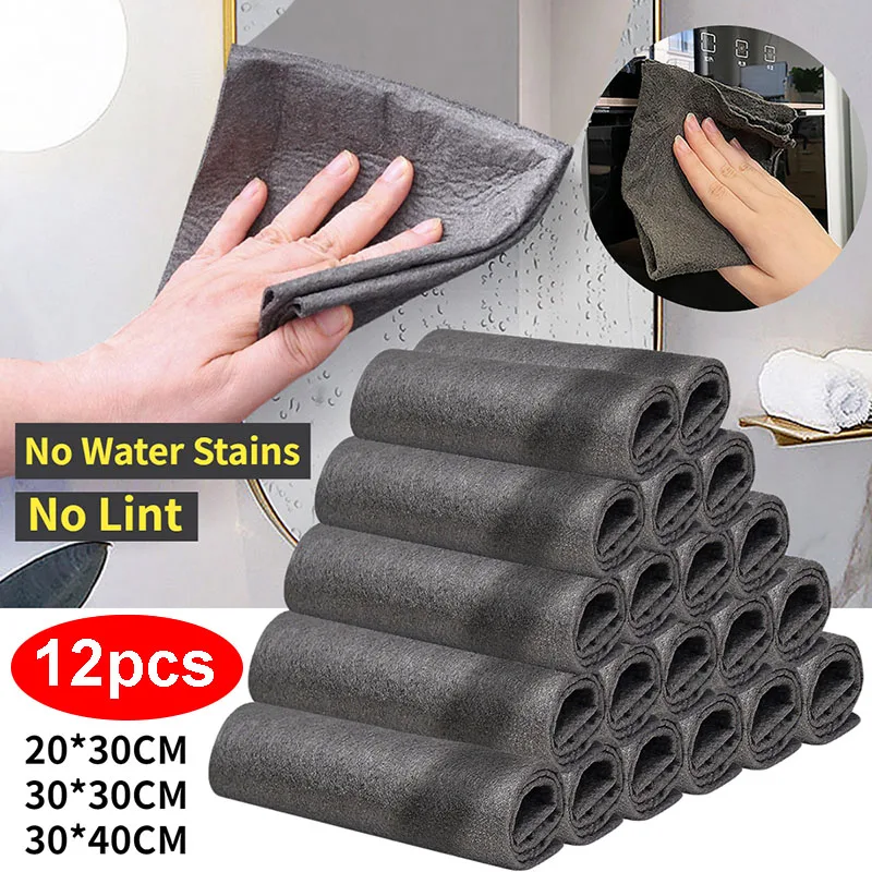 

Dried Towel Thicker Watermark Rag Microfiber Magic Kitchen Cleaning Wiping Reusable Glass Clean Cloth No Trace No Wash Window
