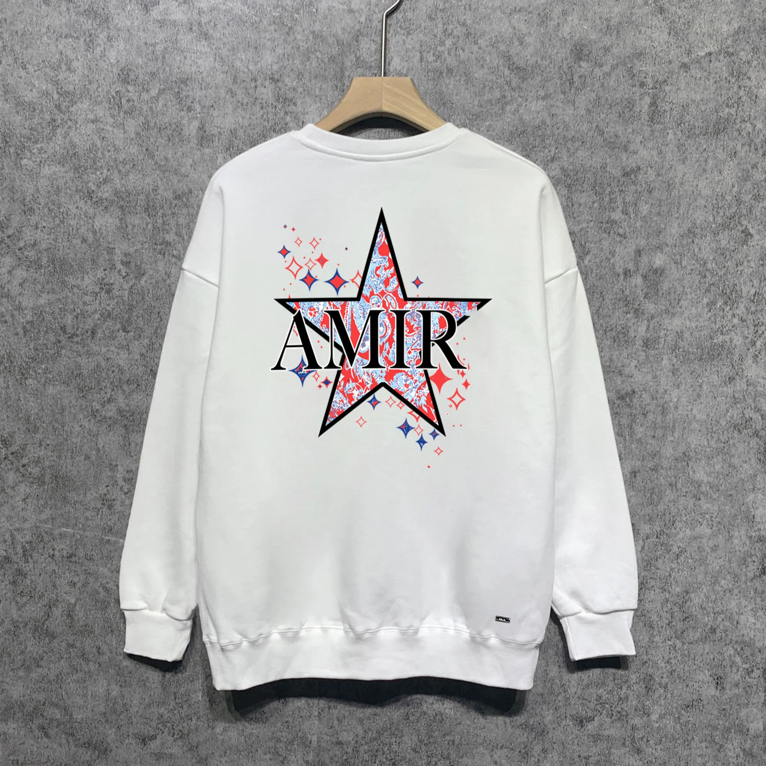 

AMR Men's Fashion Brand Sweatshirt Flocked Flower Logo 1:1 Hip Hop Loose Unisex High Street Sweatshirt