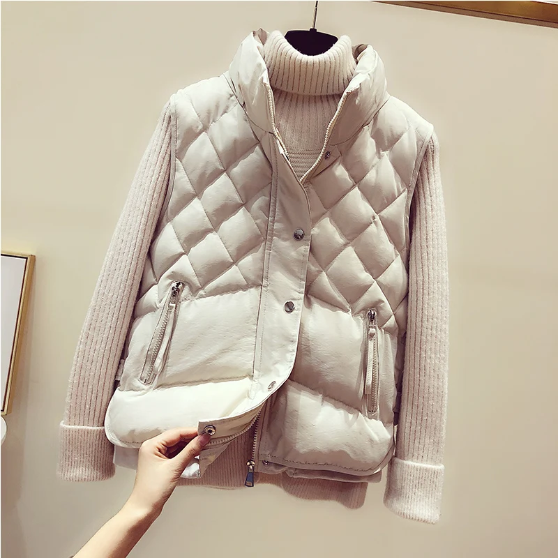 

Autumn winter cotton waistcoat women down cotton short loose fashion versatile diamond shape cotton vest sleeveless jacket