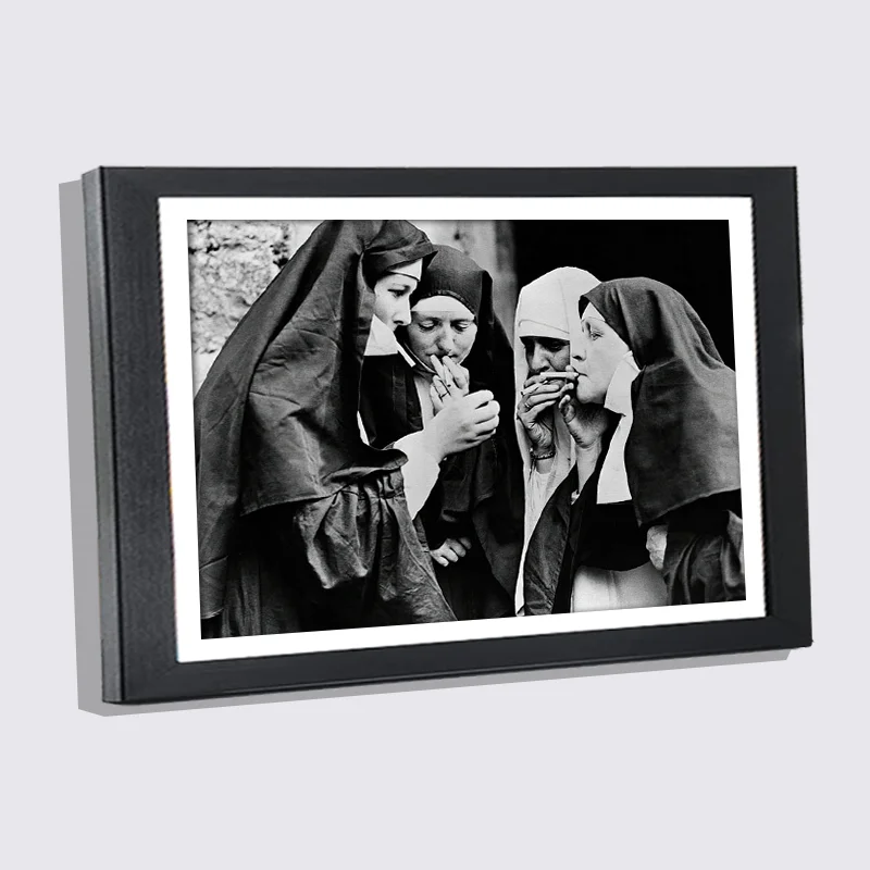 

Nordic Photo Wall Decor Smokes Nun Wooden Frame Posters A3 A4 Living Room Bedroom Home Decor Picture Frames Canvas Frame