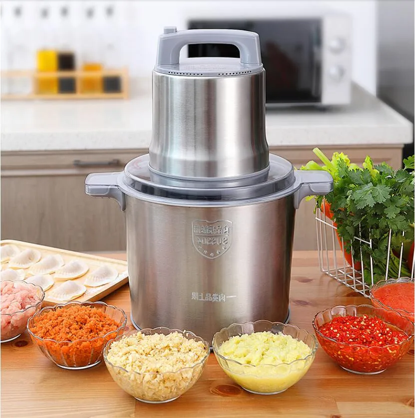 

220V 1200W Household Electric Meat Grinder 8L Multifunctional Vegetable Garlic Pepper Mincing Grinder Stainless Steel