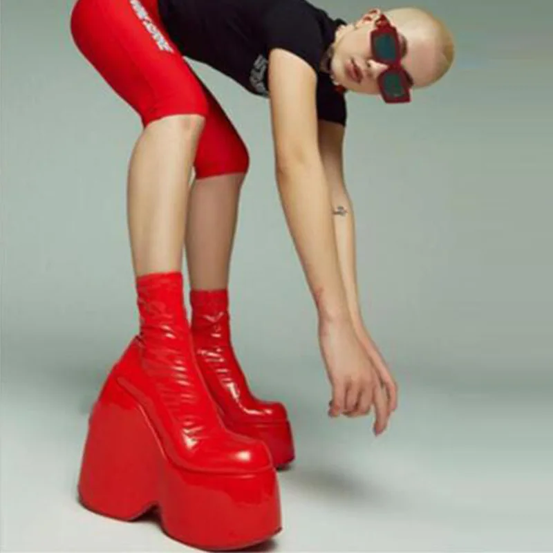 Женские ботинки на толстой подошве Водонепроницаемые двухслойные Высоком