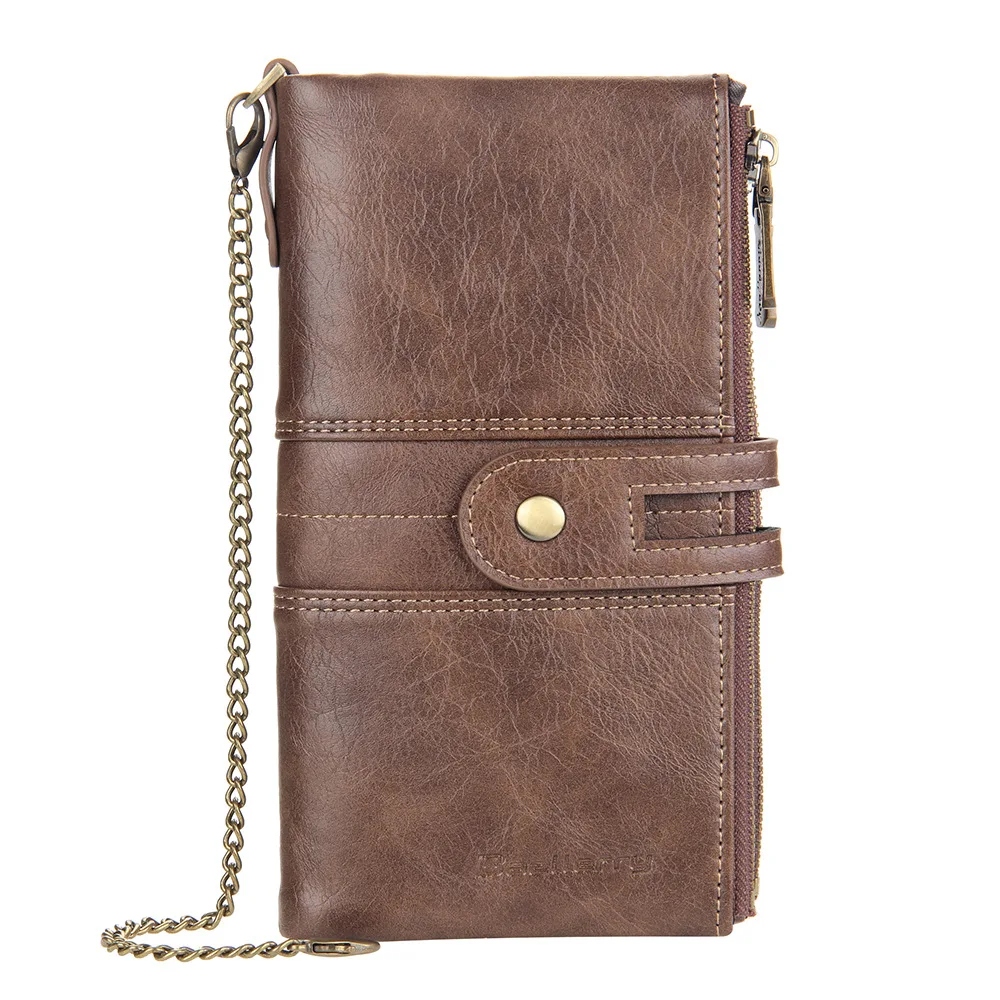 

Baellerry new men's Long Wallet anti-theft hand rope double zipper zero wallet multi card wallet wallet wallet
