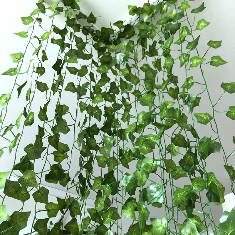 

2M Ivy green Fake Leaves Garland Plant Vine Foliage Home Decor Plastic Rattan string Wall Decor Artificial Plants